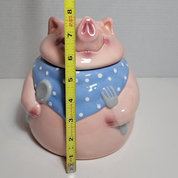 Pink Pig Out Vintage Clay Art Cookie Jar 1991 Excellent - Picture 14 of 16